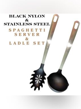 Barely Used Black Nylon Spaghetti Server & Ladle Set – Kitchen Must-Have!